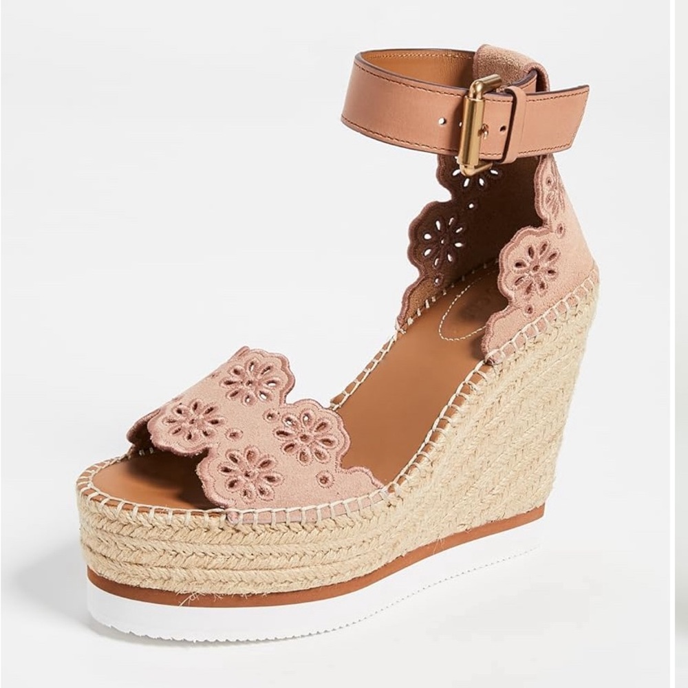 See By Chloe Glyn Wedge Espadrille Sandals - Size 40